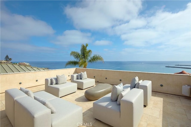 3300 Ocean Blvd, Corona Del Mar, CA 92625 - view of patio / terrace featuring outdoor lounge area and a water view