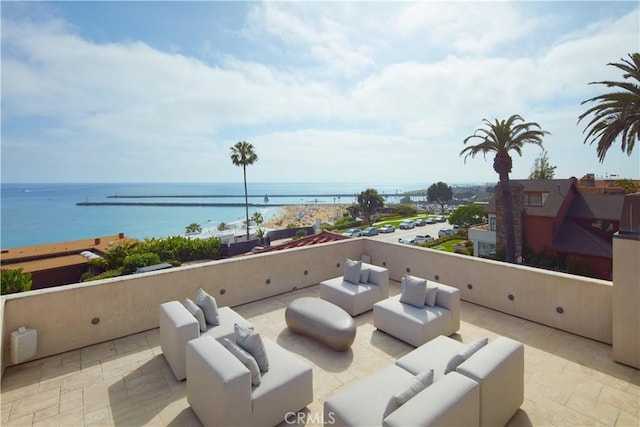 3300 Ocean Blvd, Corona Del Mar, CA 92625 - view of patio featuring an outdoor living space and a water view