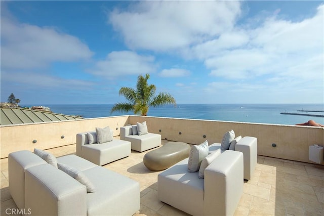 3300 Ocean Blvd, Corona Del Mar, CA 92625 - view of patio / terrace featuring outdoor lounge area and a water view
