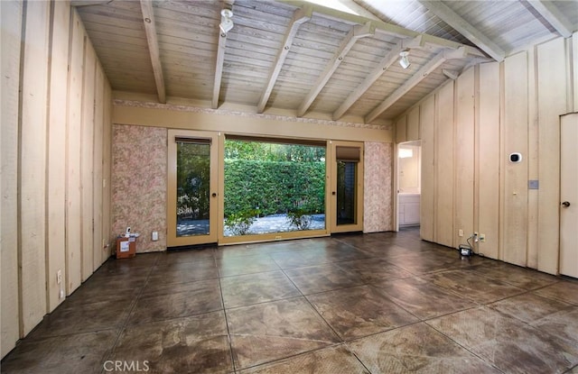 4308 Crown Ranch Rd, Corona, CA 92881 - empty room featuring wooden ceiling and wood walls