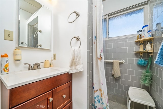 618 E 2nd St, Rialto, CA 92376 - full bathroom with vanity and a shower with curtain