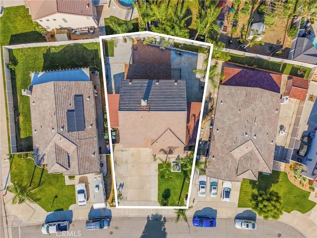 7459 Melanie Ct, Highland, CA 92346 - aerial view of residential area featuring property boundaries highlighted
