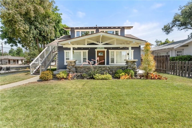 2311 6th St, La Verne, CA 91750 - craftsman-style home featuring covered porch, stone siding, and stairs