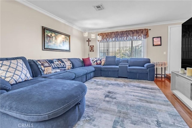 1010 W Yorktown Ave, Montebello, CA 90640 - living area featuring ornamental molding and wood finished floors