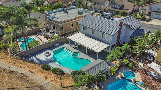 1010 W Yorktown Ave, Montebello, CA 90640 - aerial view of residential area with a pool area