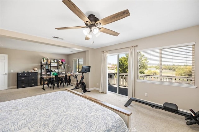 33883 Vinca Ln, Murrieta, CA 92563 - bedroom featuring carpet flooring, access to outside, and a ceiling fan