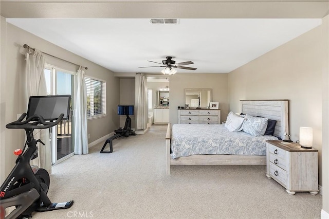 33883 Vinca Ln, Murrieta, CA 92563 - bedroom featuring carpet flooring, connected bathroom, and ceiling fan