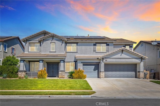 33883 Vinca Ln, Murrieta, CA 92563 - view of front of property featuring a front yard, driveway, a porch, and stucco siding