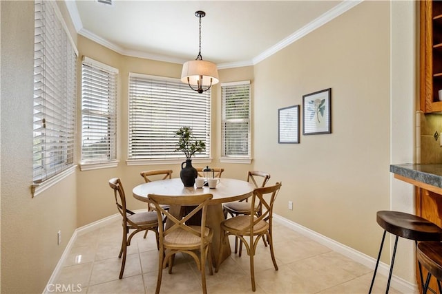 822 Noddy Ct, Arroyo Grande, CA 93420 - dining space featuring light tile patterned flooring, plenty of natural light, and crown molding