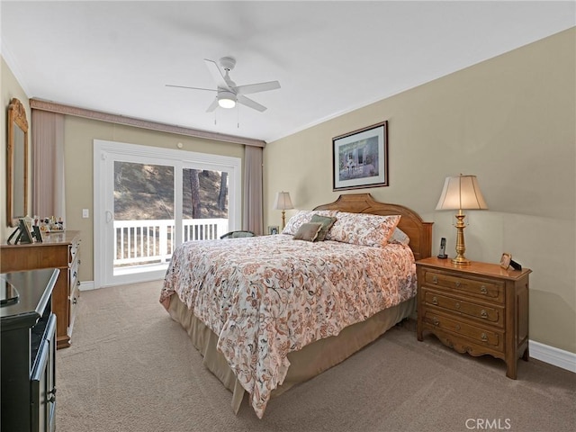 28702 Eagleton St, Agoura Hills, CA 91301 - bedroom featuring light carpet, access to outside, and ceiling fan