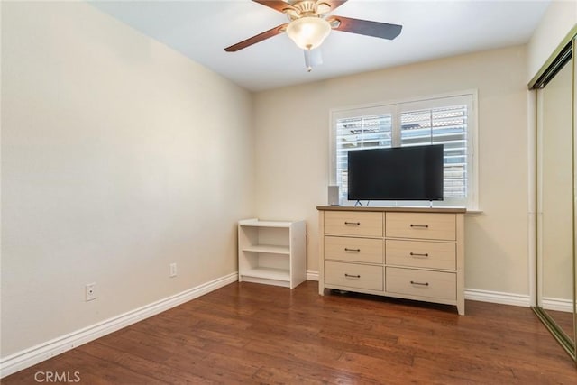 6915 Stanislaus Pl, Rancho Cucamonga, CA 91701 - bedroom featuring dark wood-type flooring, a closet, and ceiling fan