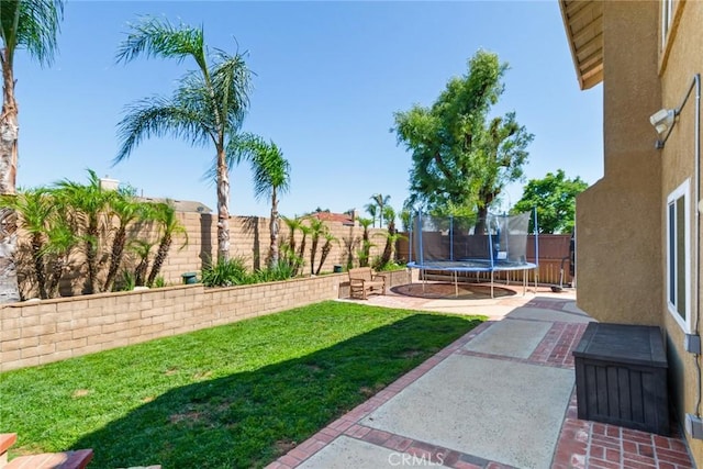 6915 Stanislaus Pl, Rancho Cucamonga, CA 91701 - fenced backyard with a trampoline and a patio