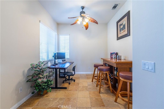 19385 Boulder St, Apple Valley, CA 92308 - office space featuring ceiling fan and light stone finish flooring