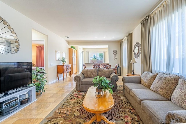 19385 Boulder St, Apple Valley, CA 92308 - living area with light stone finish floors and recessed lighting