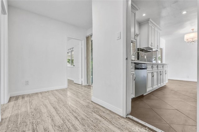 4449 Walnut St, Baldwin Park, CA 91706 - hall with recessed lighting and a chandelier