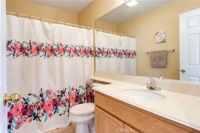 20776 Freeport Dr, Riverside, CA 92508 - bathroom featuring tile patterned flooring, vanity, and a shower with curtain