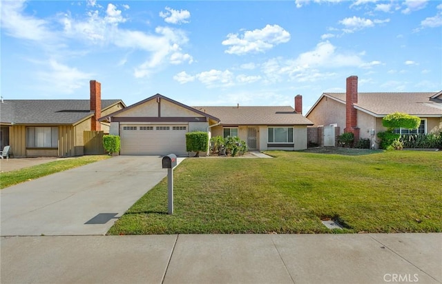 6355 Ortega St, Chino, CA 91710 - ranch-style house featuring a garage, driveway, and a front lawn