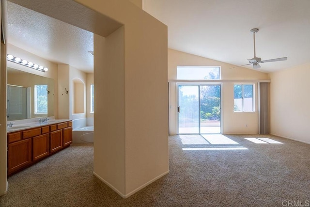 426 Debra An Dr, Fallbrook, CA 92028 - carpeted empty room featuring a ceiling fan, healthy amount of natural light, and vaulted ceiling