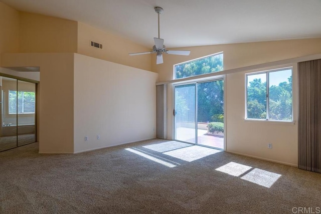 426 Debra An Dr, Fallbrook, CA 92028 - carpeted spare room with plenty of natural light, ceiling fan, and a high ceiling