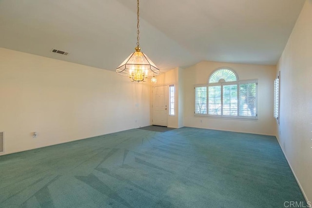 426 Debra An Dr, Fallbrook, CA 92028 - carpeted spare room with a chandelier and vaulted ceiling