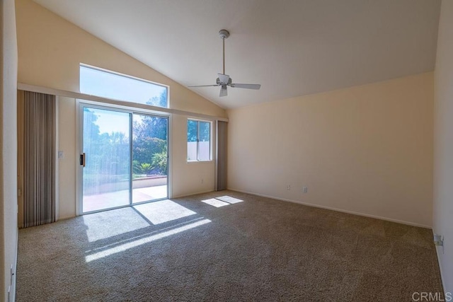 426 Debra An Dr, Fallbrook, CA 92028 - spare room featuring carpet floors, a ceiling fan, and lofted ceiling