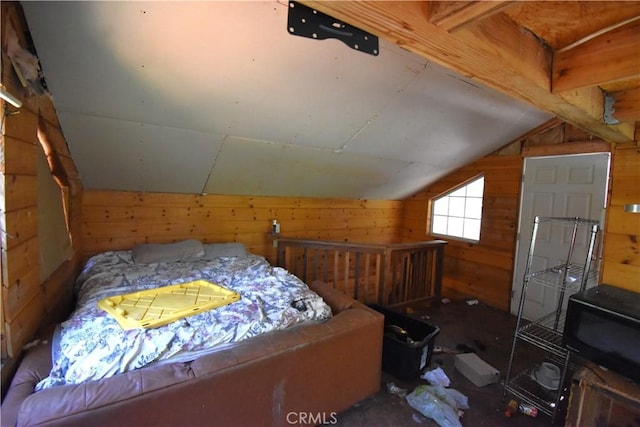 11605 La Porte Rd, Challenge, CA 95925 - bedroom with wood walls and vaulted ceiling