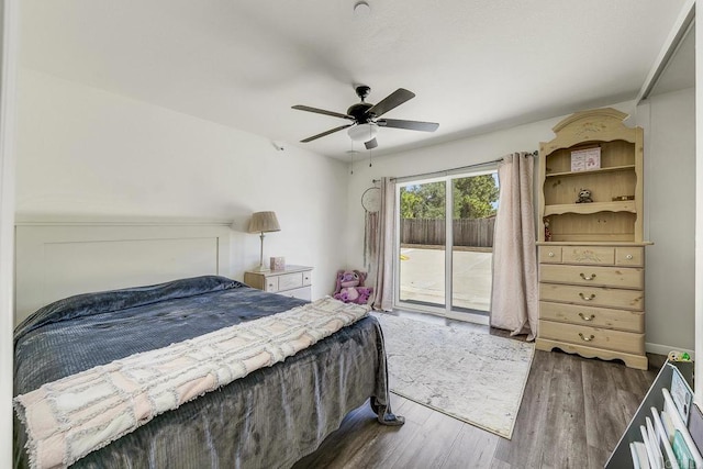 929 Chumash Trl, Vista, CA 92084 - bedroom with access to outside, wood finished floors, and ceiling fan