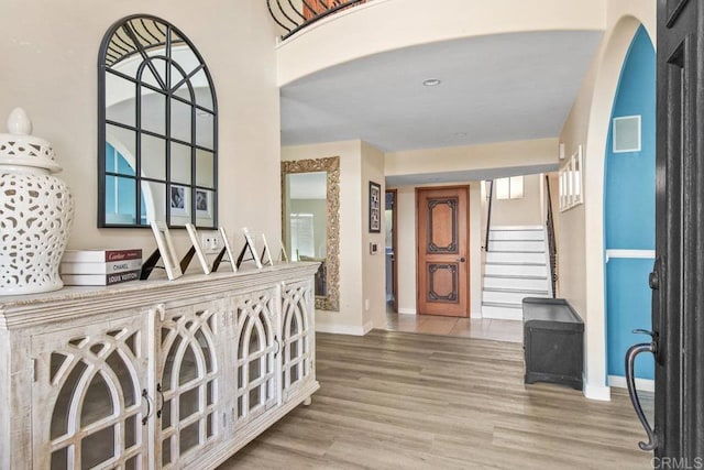 2044 Eula Ln, El Cajon, CA 92019 - foyer with wood finished floors and stairs