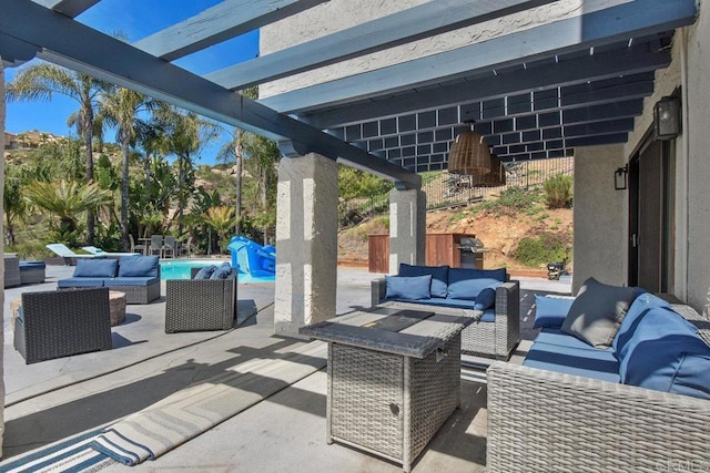 2044 Eula Ln, El Cajon, CA 92019 - view of patio / terrace featuring an outdoor living space, a pergola, and an outdoor pool