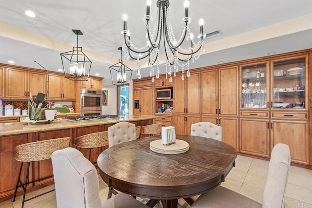 2044 Eula Ln, El Cajon, CA 92019 - dining space featuring a chandelier, recessed lighting, and light tile patterned floors