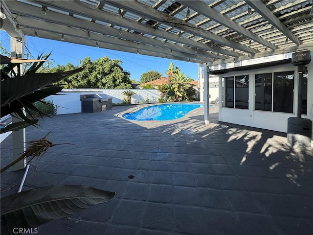9135 Cord Ave, Downey, CA 90240 - view of pool with a pergola, a fenced backyard, and a patio area