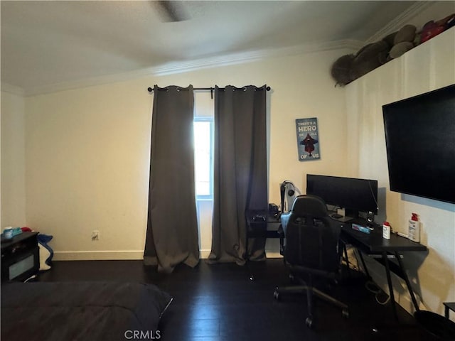 9135 Cord Ave, Downey, CA 90240 - office area with ornamental molding and wood finished floors