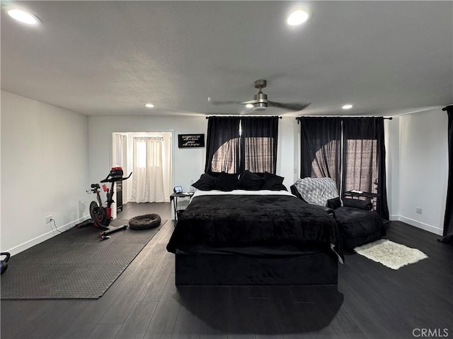 9135 Cord Ave, Downey, CA 90240 - bedroom with dark wood finished floors, recessed lighting, and ceiling fan
