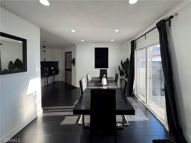 9135 Cord Ave, Downey, CA 90240 - dining area with recessed lighting and ornamental molding
