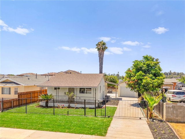 8252 Graves Ave, Rosemead, CA 91770 - rear view of house with a fenced front yard, stucco siding, a gate, and covered porch
