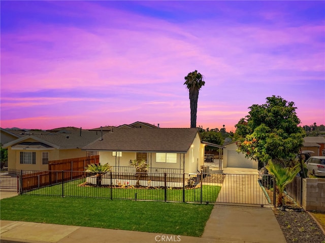 8252 Graves Ave, Rosemead, CA 91770 - view of front of home with a fenced front yard, stucco siding, concrete driveway, and a gate
