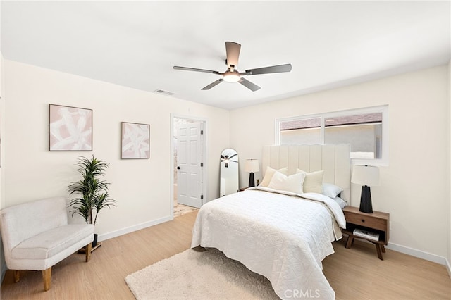8252 Graves Ave, Rosemead, CA 91770 - bedroom with light wood-style floors, ceiling fan, and ensuite bath