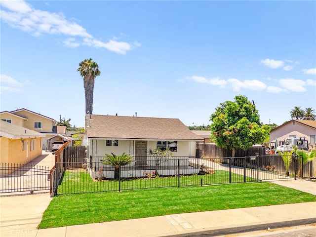 8252 Graves Ave, Rosemead, CA 91770 - view of front of house with driveway, a fenced front yard, a residential view, and a gate