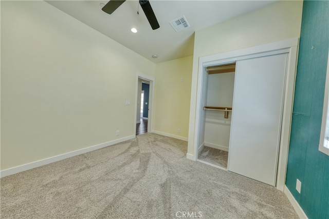 25904 Bear Valley Rd, Tehachapi, CA 93561 - unfurnished bedroom featuring carpet flooring, a closet, and ceiling fan