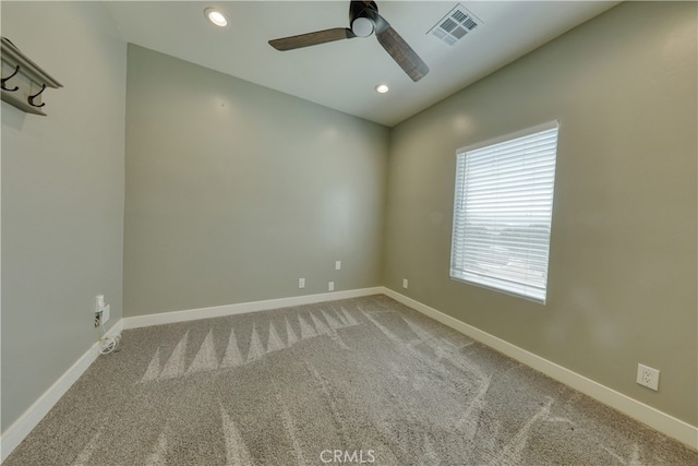 25904 Bear Valley Rd, Tehachapi, CA 93561 - carpeted spare room featuring a ceiling fan, recessed lighting, and lofted ceiling