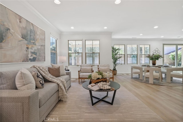 26 Los Indios, Irvine, CA 92618 - living area featuring ornamental molding, recessed lighting, and light wood-style flooring