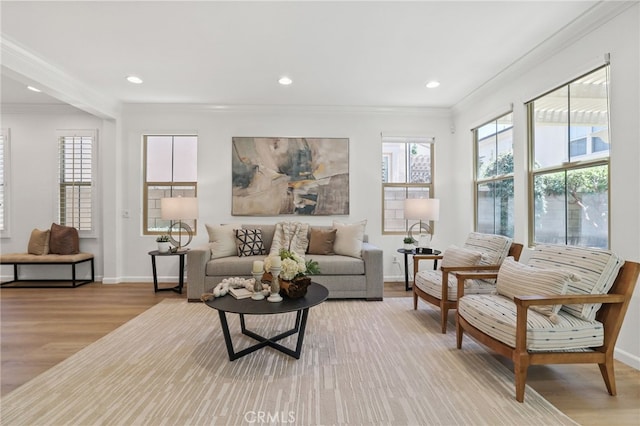 26 Los Indios, Irvine, CA 92618 - living room featuring crown molding, wood finished floors, and recessed lighting