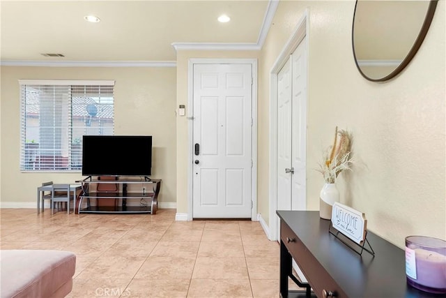 39423 Rowan Ct, Palmdale, CA 93551 - foyer featuring ornamental molding, recessed lighting, and light tile patterned floors