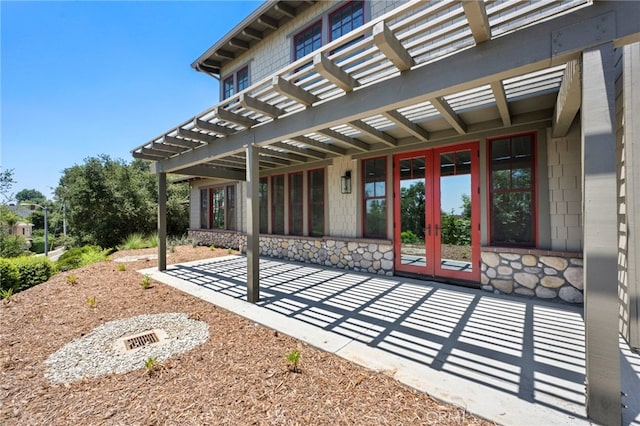 600 Baldwin Ct, Sierra Madre, CA 91024 - view of patio / terrace with french doors and a pergola