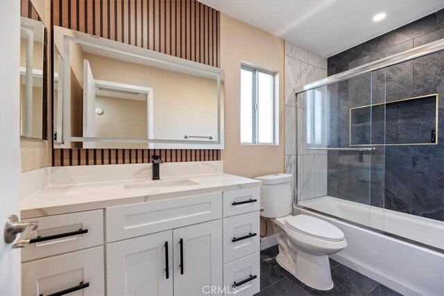 66101 14th St, Desert Hot Springs, CA 92240 - bathroom with vanity and combined bath / shower with glass door