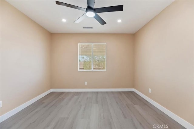 66101 14th St, Desert Hot Springs, CA 92240 - empty room featuring a ceiling fan, wood finished floors, and recessed lighting