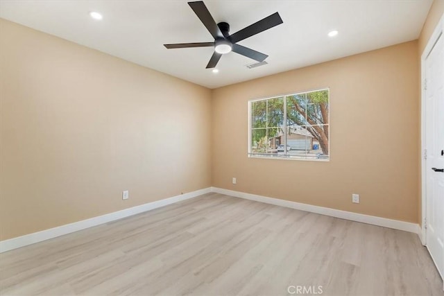 66101 14th St, Desert Hot Springs, CA 92240 - empty room featuring light wood-style floors, ceiling fan, and recessed lighting