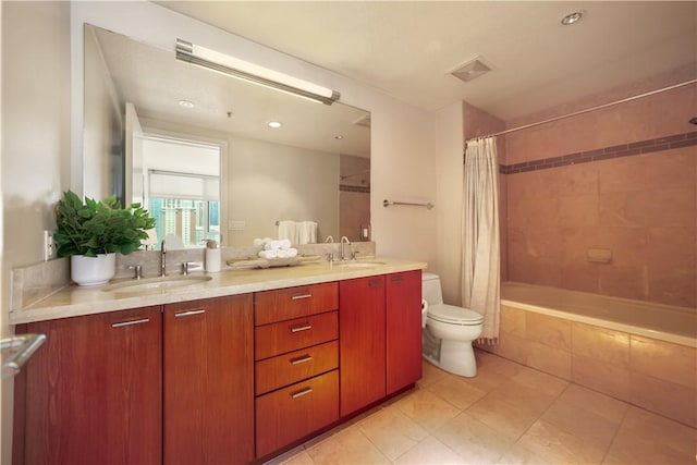 1199 Pacific Unit 1303, San Diego, CA 92101 - full bath featuring double vanity, tiled shower / bath, and tile patterned floors