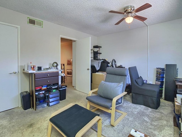 12553 Mapleview St Unit 28, Lakeside, CA 92040 - living area featuring light carpet, ceiling fan, and a textured ceiling