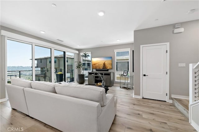 2890 Via Alta Pl, San Diego, CA 92108 - living room with light wood-style flooring, plenty of natural light, and recessed lighting